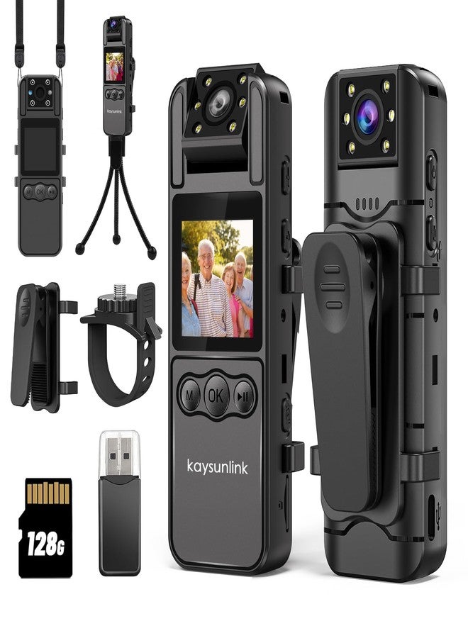 kaysunlink Body Camera with Audio and Video Recording 1080P FHD Mini Police Wearable Body Worn Cam Portable Small Personal Camcorder Sport Action Outdoor Video Recorder (128GB) - Image 1