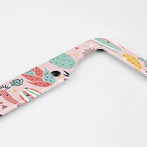 Beabes Pretty Floral Pattern Unique Retro Flower Novelty Folk License Plate Car Tag Holder Metal License Plate Frame for US Vehicles Standard - Image 3