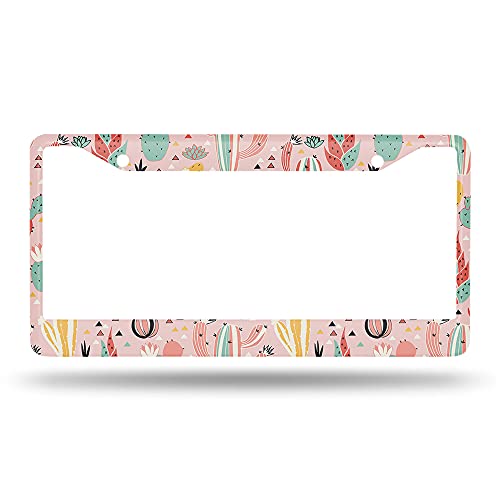 Beabes Pretty Floral Pattern Unique Retro Flower Novelty Folk License Plate Car Tag Holder Metal License Plate Frame for US Vehicles Standard - Image 2