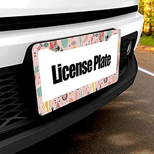 Beabes Pretty Floral Pattern Unique Retro Flower Novelty Folk License Plate Car Tag Holder Metal License Plate Frame for US Vehicles Standard - Image 5