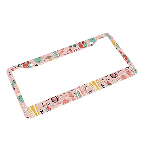 Beabes Pretty Floral Pattern Unique Retro Flower Novelty Folk License Plate Car Tag Holder Metal License Plate Frame for US Vehicles Standard - Image 4
