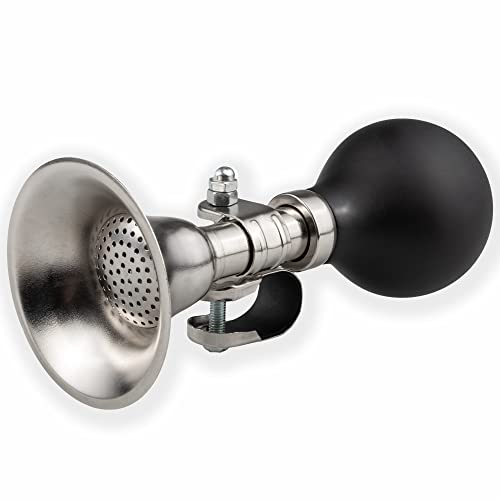 Schwinn Classic Bike Horn, Chrome and Black, Vintage Style, Loud Sound, Easy Installation, Fits Most Handlebars, Weather Resistant Stainless Steel, Retro Horn for Bike - Image 1