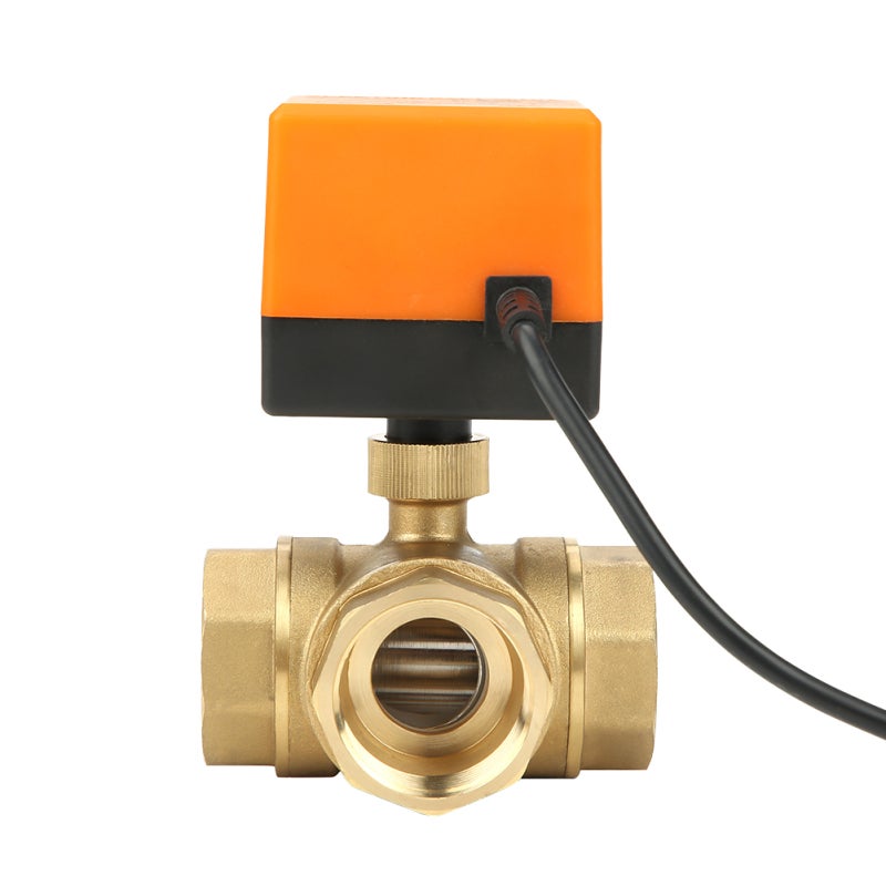 Electric Ball Valve 3-Way Brass DC24V Motorized Actuator Valve for HVAC Fan Coil Water Control System - Durable Leak-Proof Design - Image 2