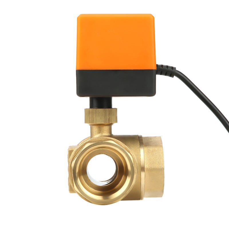 Electric Ball Valve 3-Way Brass DC24V Motorized Actuator Valve for HVAC Fan Coil Water Control System - Durable Leak-Proof Design - Image 3