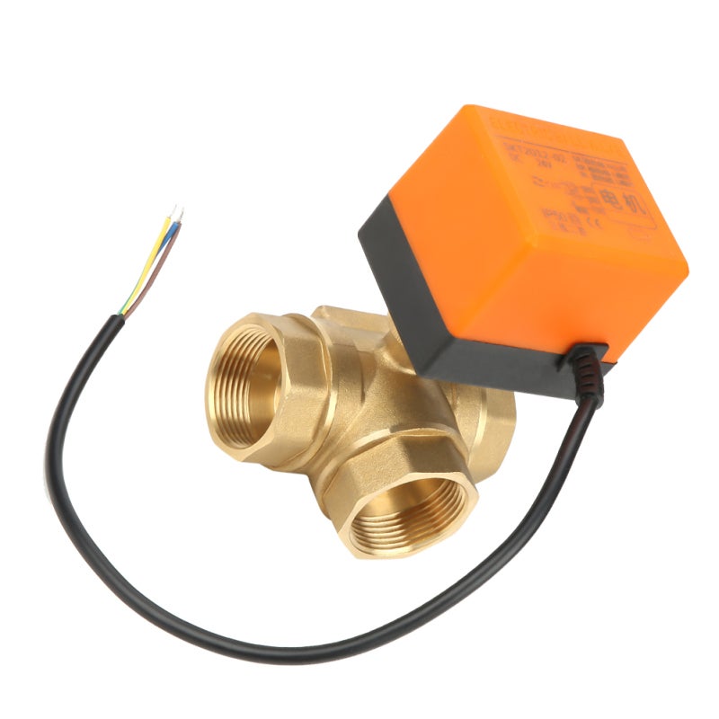 Electric Ball Valve 3-Way Brass DC24V Motorized Actuator Valve for HVAC Fan Coil Water Control System - Durable Leak-Proof Design - Image 4