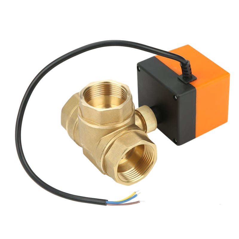Electric Ball Valve 3-Way Brass DC24V Motorized Actuator Valve for HVAC Fan Coil Water Control System - Durable Leak-Proof Design - Image 5