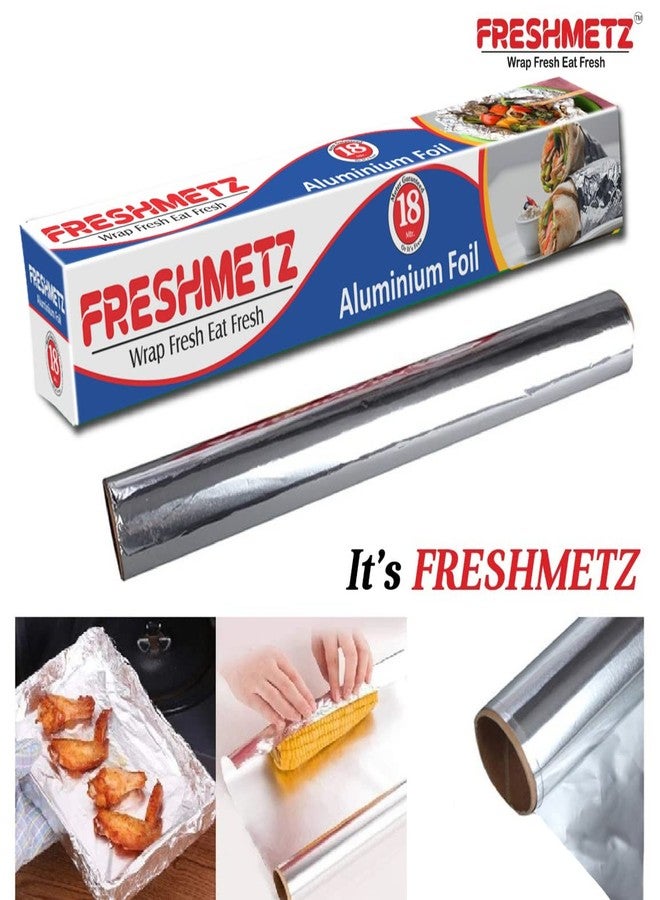 FRESHMETZ ورق ألومنيوم فريش ميتز ١٨ متر | ورق فضي غذائي ١١ ميكرون | عبوة من قطعتين | ورق مطبخ متعدد الاستخدامات للطبخ والخبز وتخزين الطعام - Image 3