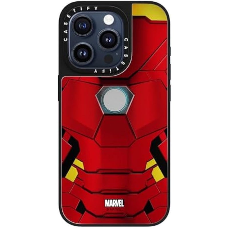 Casetify Mirror iPhone 15 Pro Case 【Iron Man Co-Lab/Reflective / 4.9ft Drop Protection/Compatible with Magsafe】 - Iron Man Suit - Silver on Black - Image 1