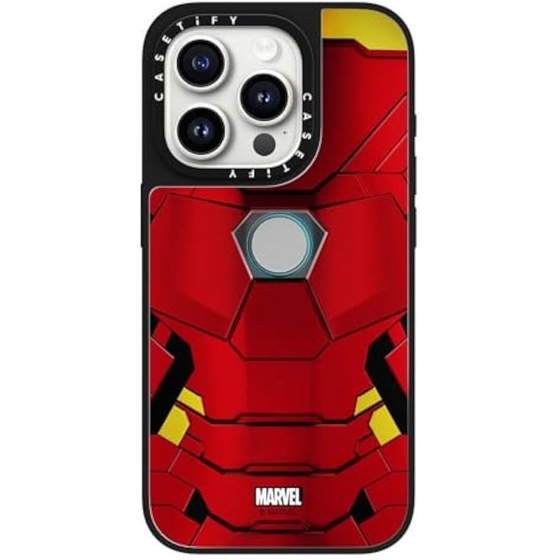Casetify Mirror iPhone 15 Pro Case 【Iron Man Co-Lab/Reflective / 4.9ft Drop Protection/Compatible with Magsafe】 - Iron Man Suit - Silver on Black - Image 2