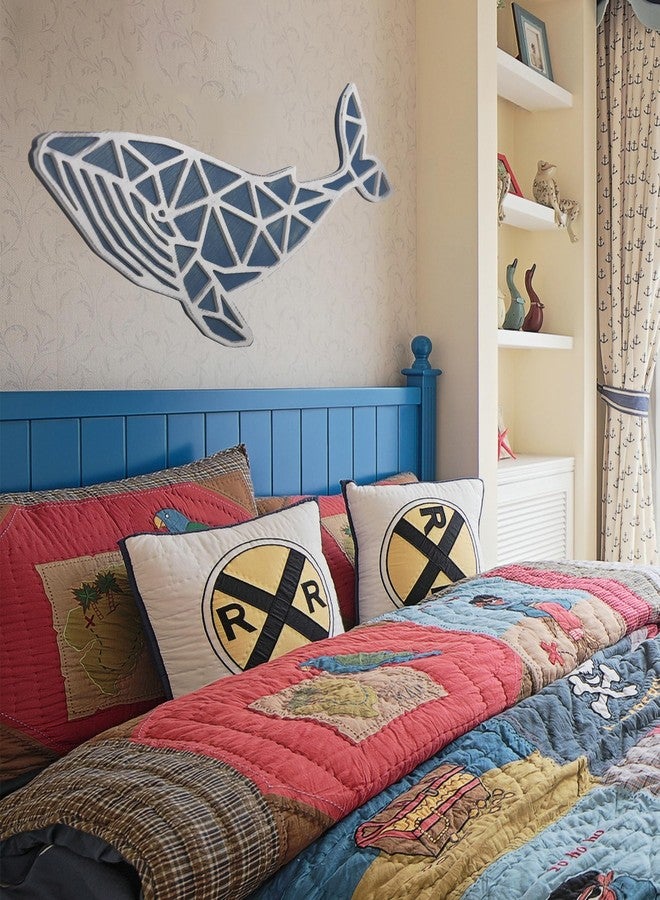 NAUTIMALL 31" Handcrafted Wooden Nautical Whale 3D Wall Art - Coastal Home Decor - Image 3