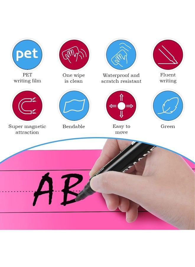 مجموعة من 4 شرائط جمل مغناطيسية للمعلمين، شرائط جمل مغناطيسية قابلة للمسح الجاف، أداة تعليمية للفصول الدراسية قابلة لإعادة الاستخدام (متعددة الألوان) - Image 3