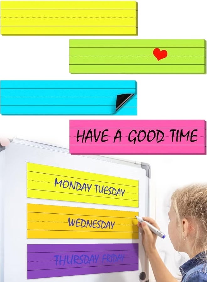 4Pack Magnetic Sentence Strips for teachers  Magnetic Dry Erase Sentence Strips Lined Reusable Classroom Learning Tool for Office School(Multicolor) - Image 1