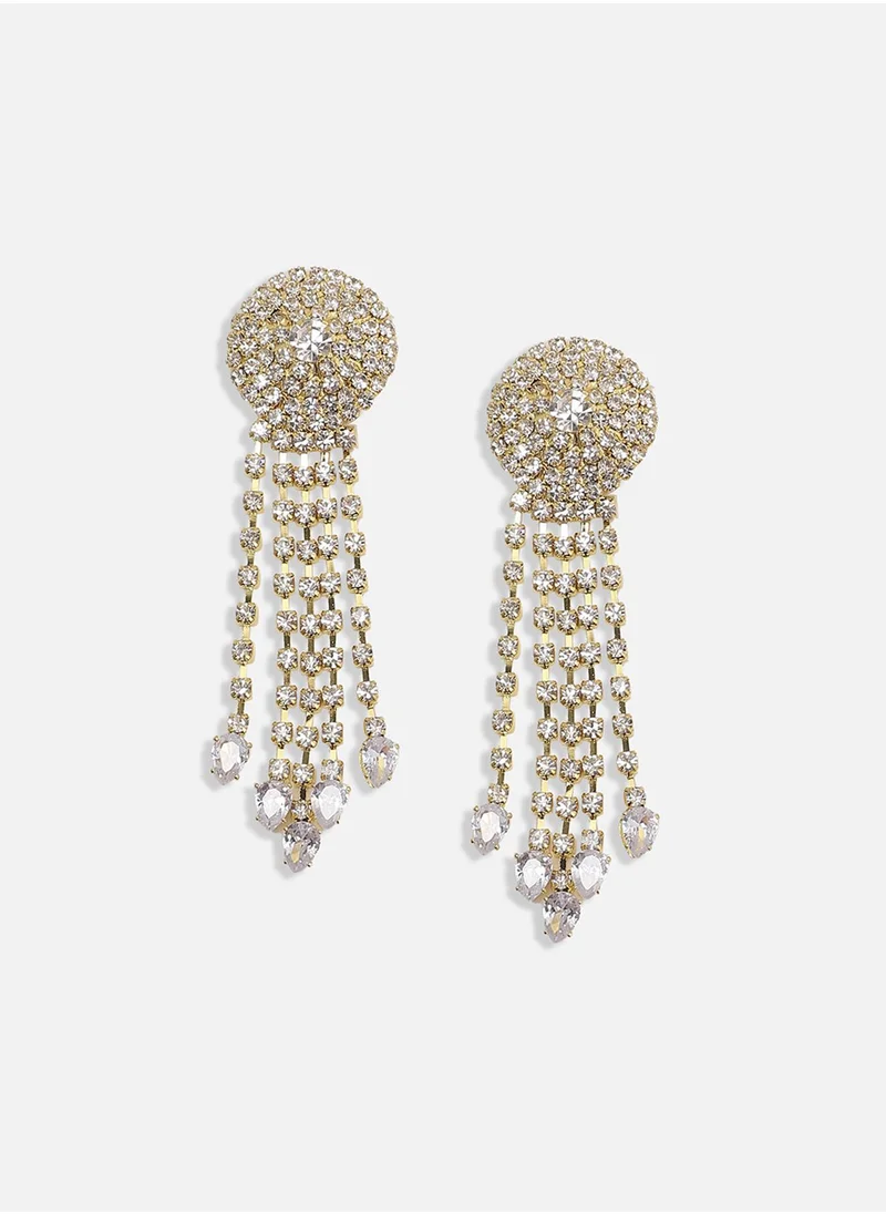 SOHI Crystal Drop Earrings - Silver