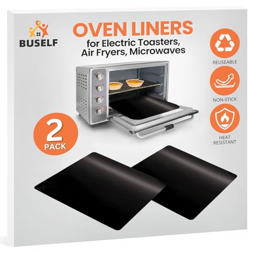 Buself Toaster Oven Liner  Compatible with Breville Cuisinart Black  Decker Dash and More  Nonstick Heat Resistant Reusable Air Fryer Liners PFOA  BPA Free 9x11 2 Pack Black