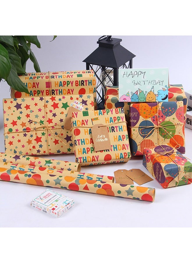 Zeemey 4 Sheets Gift Wrapping Paper With Accessories,Holiday Gift Wrapping Paper,Birthday Gift Box Gift Wrapping DIY, Gift Wrapping Paper for Birthday, Holiday, Wedding, Party,Kids Gift Wrapping (70cmX50cm)  - Image 2