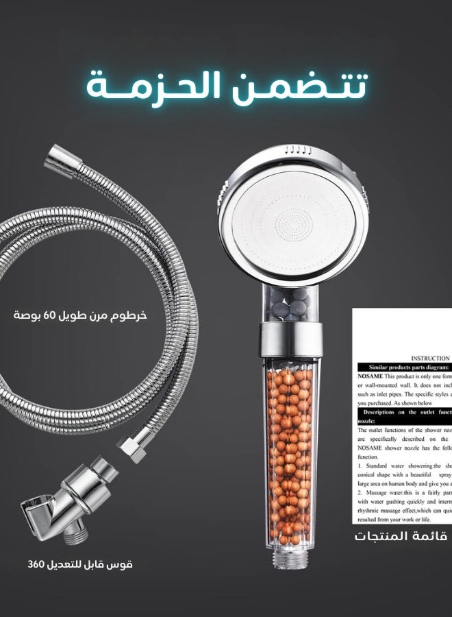 High-Pressure Handheld Shower Head – Water-Saving with Negative Ion Technology, 3 Spray Modes, Built-in Purification Filter, Stylish ABS Design, Easy Tool-Free Installation, Spa-Like Shower Experience for Skin & Hair Care! - Image 5