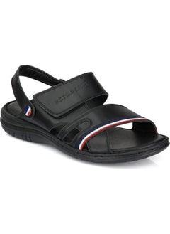 Davın Genuine Real Leather Black Anatomical Sole Men's Slippers