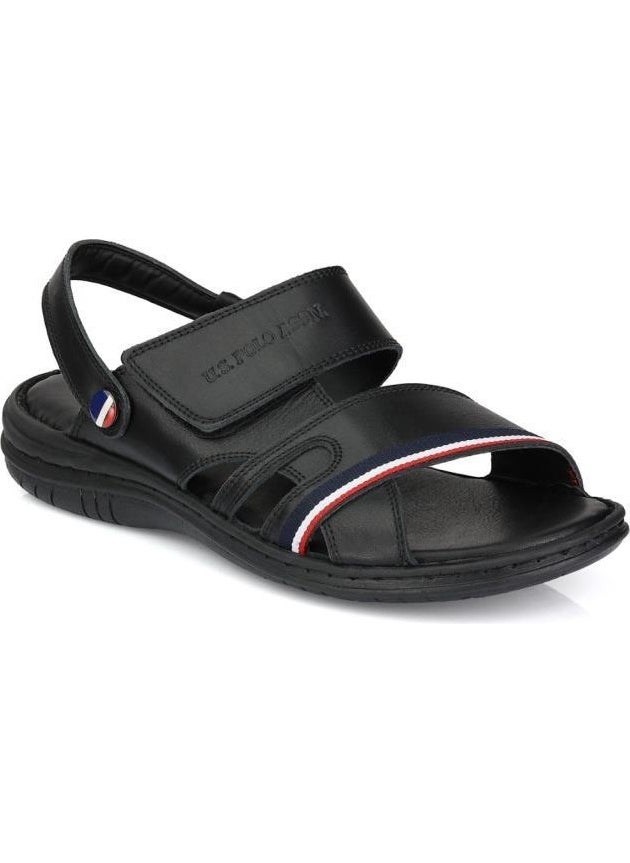 U.S. Polo Assn. - Davın Genuine Real Leather Black Anatomical Sole Men's Slippers - Image 1