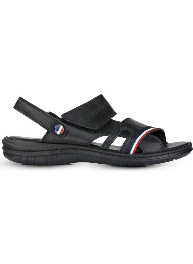U.S. Polo Assn. - Davın Genuine Real Leather Black Anatomical Sole Men's Slippers - Image 1