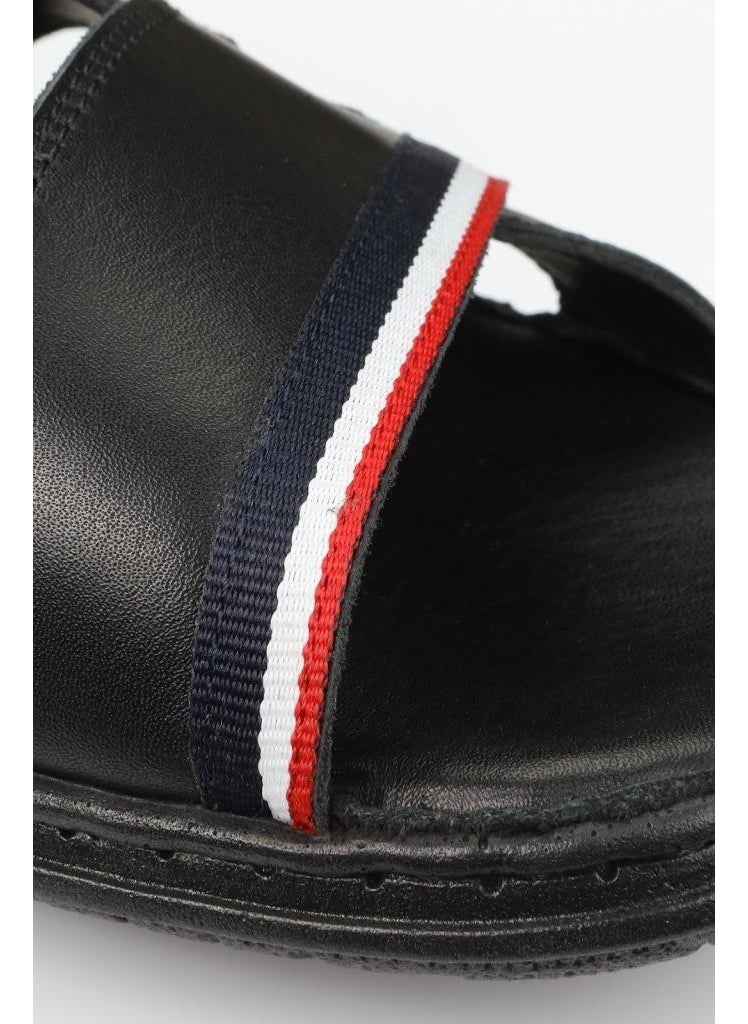 U.S. Polo Assn. - Davın Genuine Real Leather Black Anatomical Sole Men's Slippers - Image 1