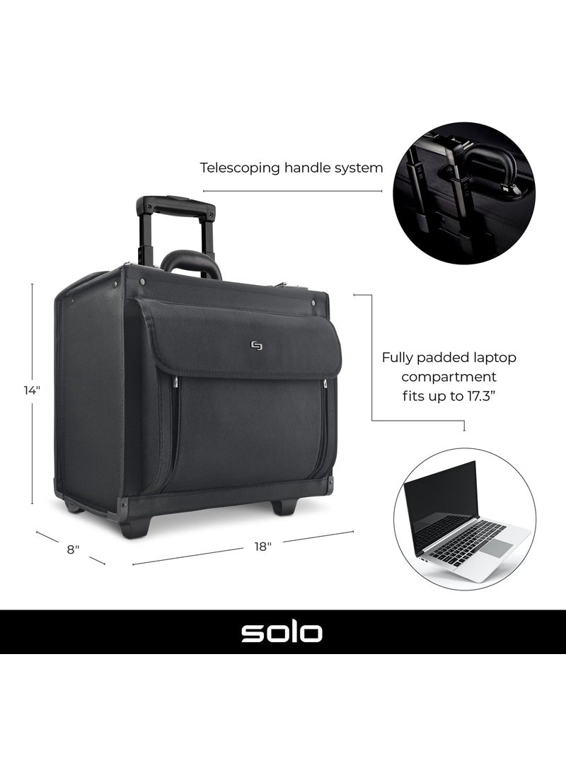 Solo Solo New York Rolling Catalog Case with Wheels  Roller Laptop Bag Wheeled Briefcase for Women  Men Carry On Size for Travel Litigation Bag for Lawyers Fits 173 Computer  Classic Black  - Image 2