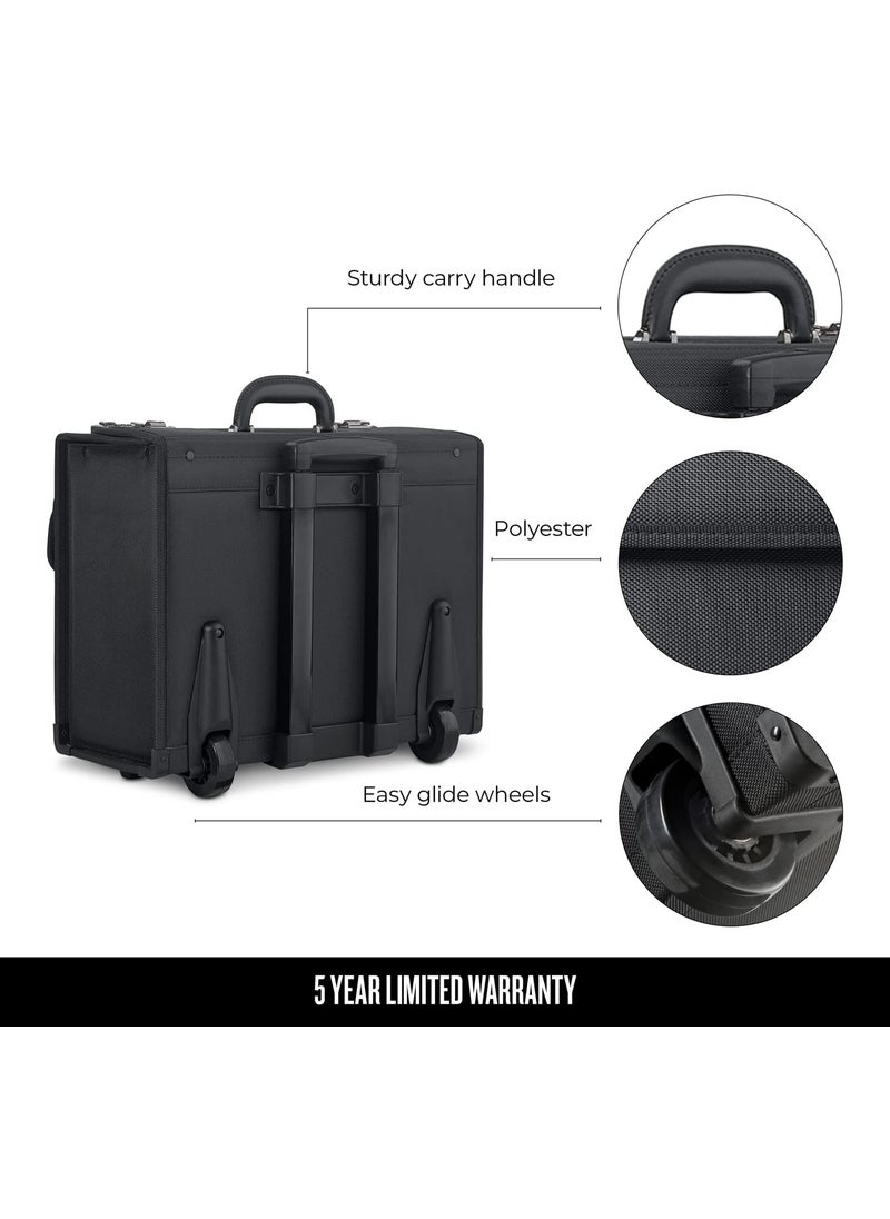 Solo Solo New York Rolling Catalog Case with Wheels  Roller Laptop Bag Wheeled Briefcase for Women  Men Carry On Size for Travel Litigation Bag for Lawyers Fits 173 Computer  Classic Black  - Image 4