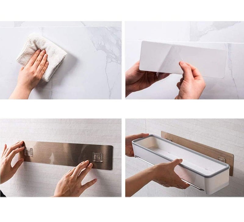 ZURATO Magic Sticker Series Plastic Self Adhesive Kitchen and Bathroom Shelves Wall Organizer Shampoo, Cosmetic, Storage (Medium, Multicolour) - Image 4