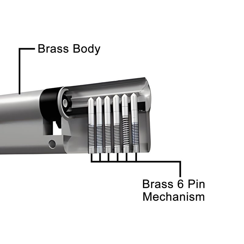 MOKSH PLUS Moksh Plus Brass Cylinder Lock 70mm with 6 pin Mechanism for Mortise Handle Lock Fittings with 5 Brass Ultra Keys for Wooden Door Pack of 1 Pcs SSF  - Image 4