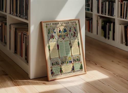 ArtCantHurtU 16x20 Unframed 1870 Holy Roman Catholic Wall Art Christian Home Decor Includes Verses Prayers The Ten Commandments Vintage Poster For Bible Study Classroom Made In The USA - Image 3