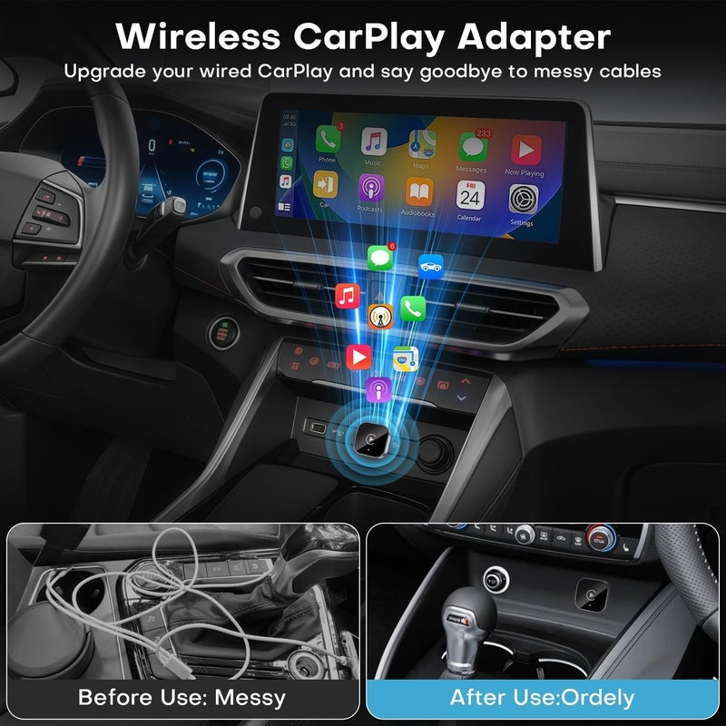 Taiker 2025 Upgraded Wireless Carplay Adapter - Convert Wired to Wireless Carplay for iPhone iOS 10+ & Android Auto - Image 4
