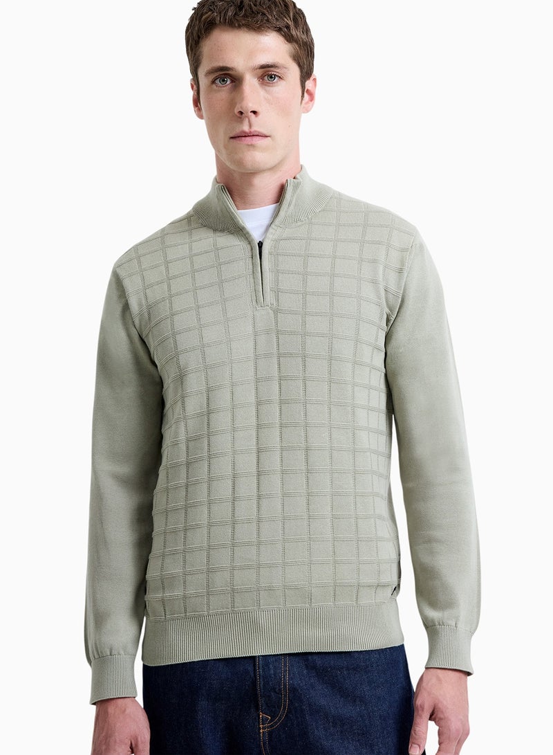 French Connection Long Sleeve Half Zip Knit Jumper - Image 1