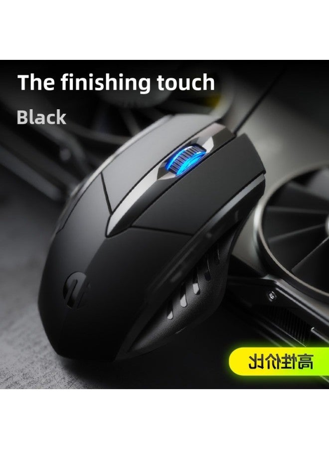 PW1 Notebook Mute Desktop Office Home Mouse Wired Internet Cafe Game Computer Fick Ying USB Electric Green Ying-Color:Black Game 6-key Version + Marquee + Brand Mouse Pad-Interface:Official Standard - Image 5