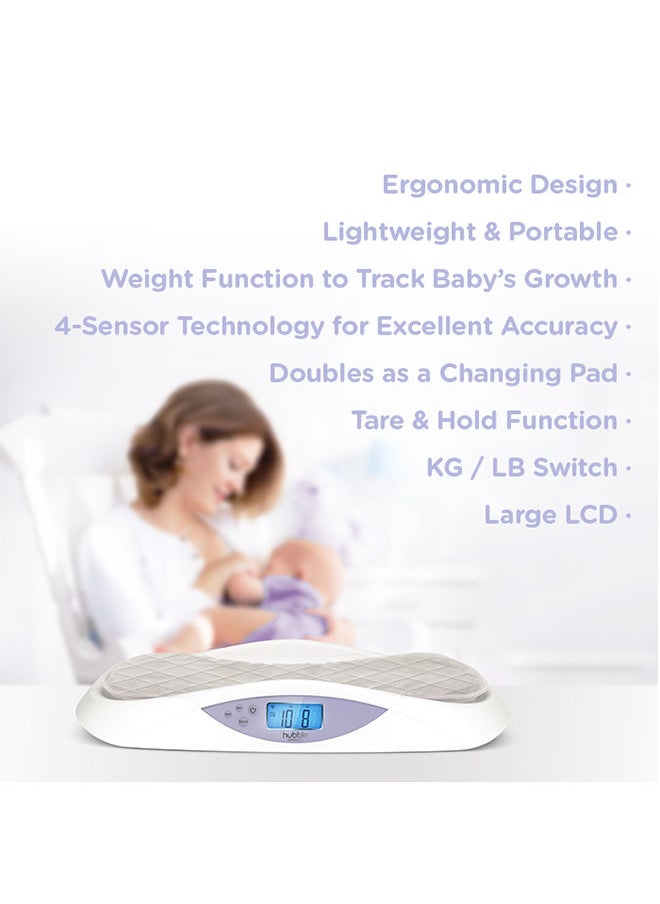 hubble connected - Grow Smart Baby Scale With Bluetooth For Newborn Babies And Infants Soft Pad From 0+ Months - White - Image 1