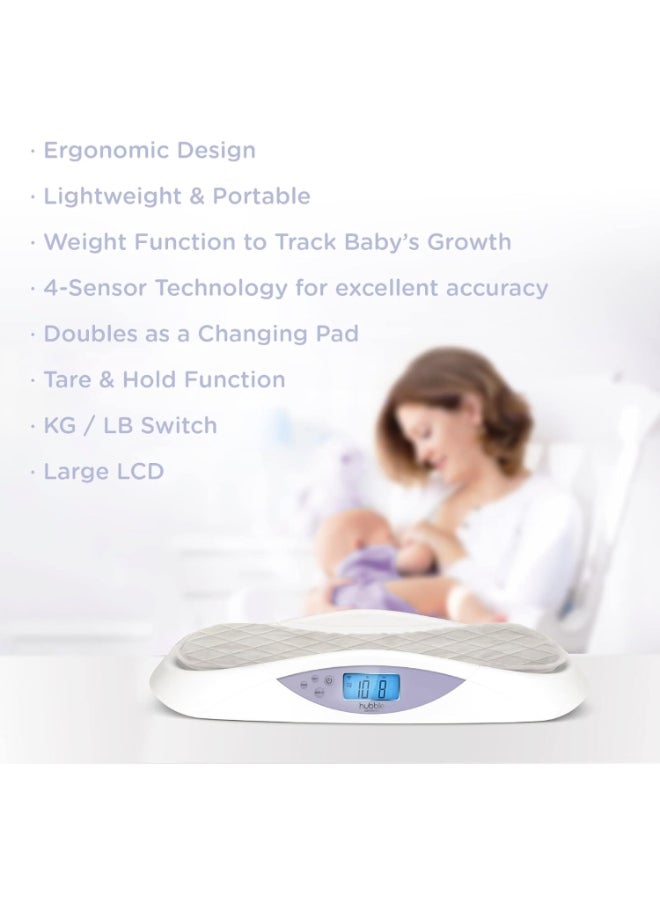 hubble connected - Grow Smart Baby Scale With Bluetooth For Newborn Babies And Infants Soft Pad From 0+ Months - White - Image 1