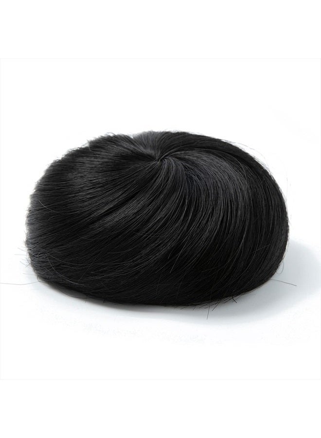 SARLA Black Hair Bun Extension Synthetic Drawstring Fake Ballet Bun for Women Lady Updo Donut Chignon - Image 2