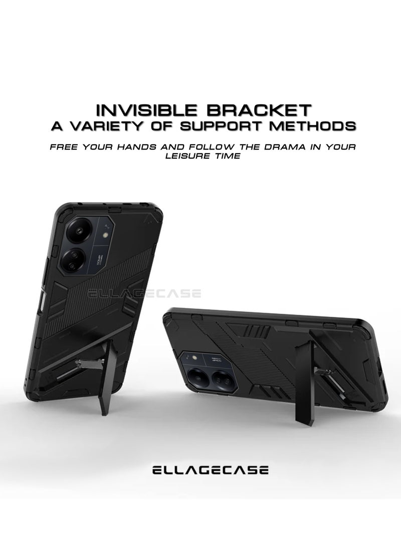 ELLAGECASE Shockproof Case for Xiaomi Redmi 13C 4G, Enhanced Protection, Built-in Magnetic Mount, Convenient Stand, Solid Camera Protection - Image 3