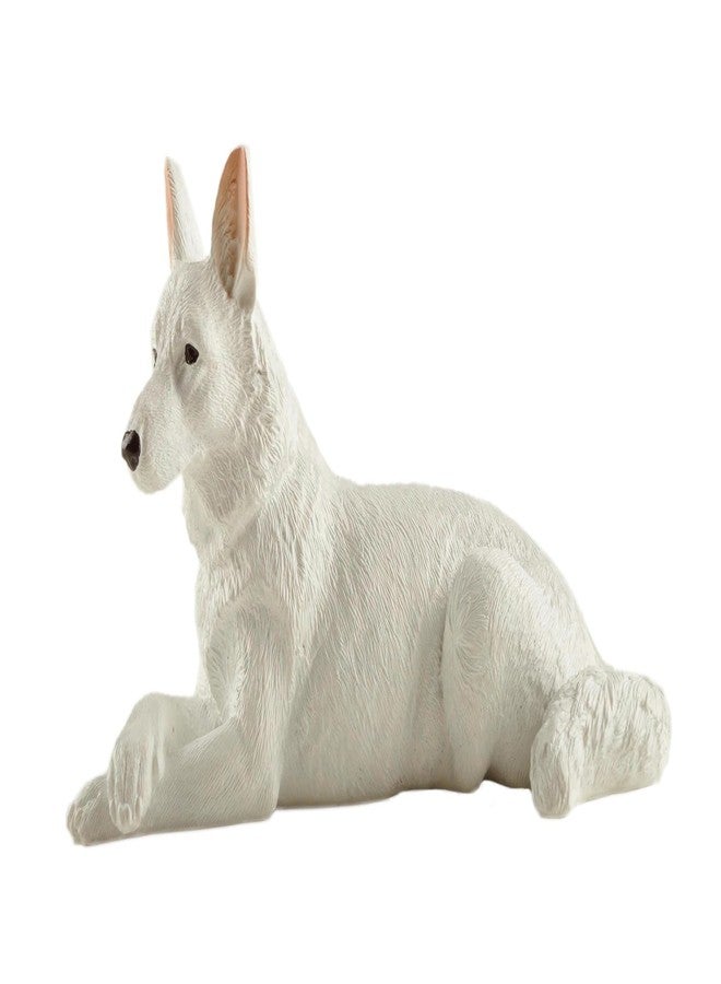 JFSM INC. 6" White German Shepherd Dog Figurine – Hand-Painted Gift for Dog Lovers, Home Office Decor - Image 1