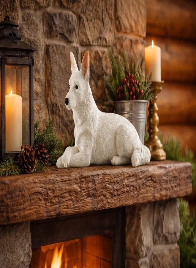 JFSM INC. 6" White German Shepherd Dog Figurine – Hand-Painted Gift for Dog Lovers, Home Office Decor - Image 2