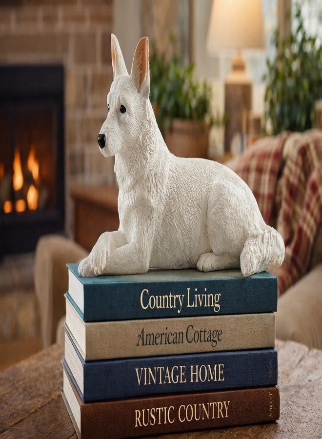 JFSM INC. 6" White German Shepherd Dog Figurine – Hand-Painted Gift for Dog Lovers, Home Office Decor - Image 3