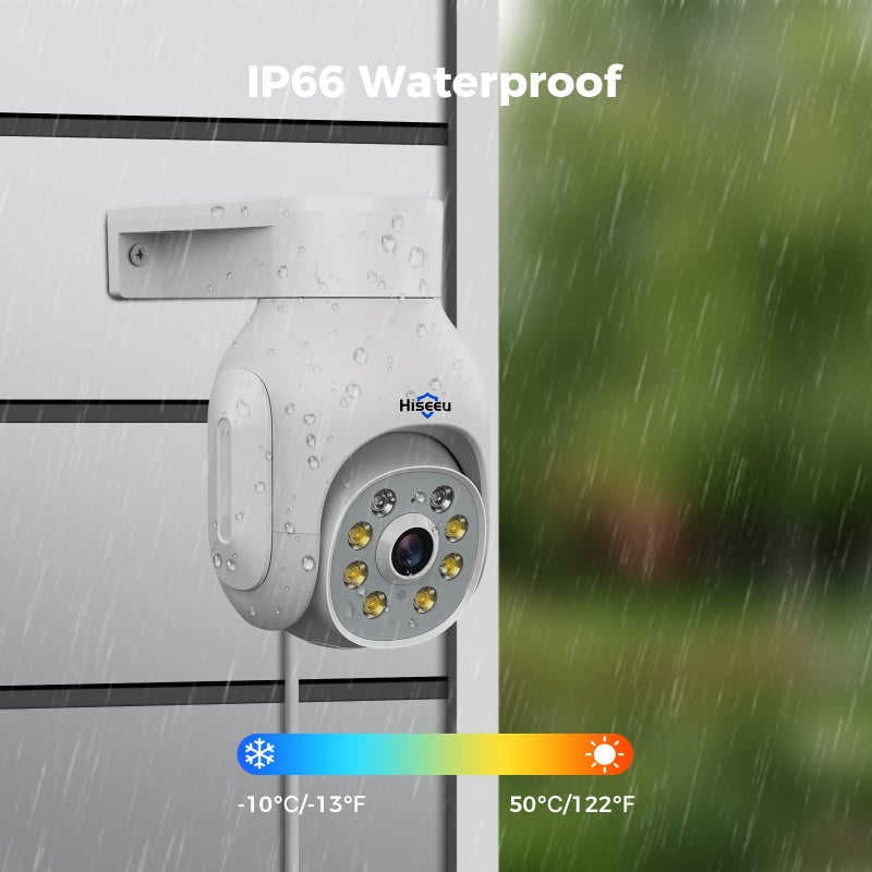 Hiseeu Security Camera Wireless Outdoor, 3MP Color Night Vision WiFi Home Video Surveillance Pan&Tilt 360Â° with Motion Detection,Siren/Motion/Light Alarm,2-Way Audio,IP66 Weatherproof,Work with Alexa - Image 5