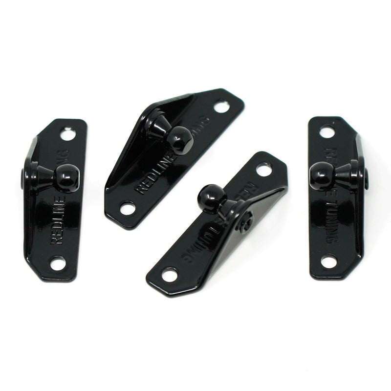 10mm BallStud Mounting Brackets Pack of 4 Low Profile  Gas Strut Lift Support Fittings Black PowderCoated over Zincplating RT60000014