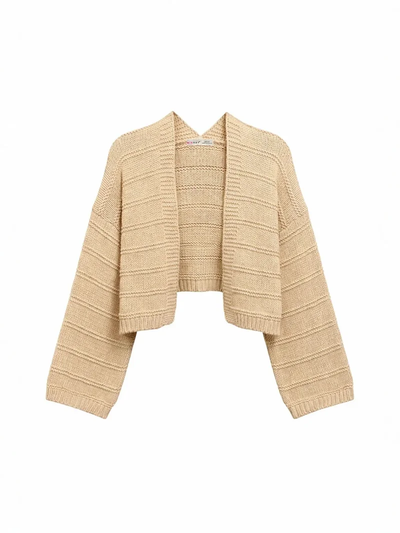 MixRay Mixray V-Neck Ribbed Knit Cardigan