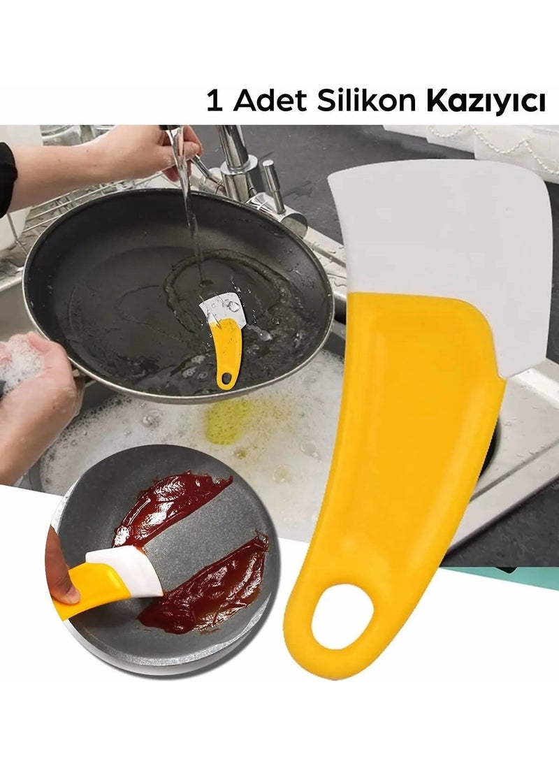 Octopus Bazaar 2 Pieces Silicone Pan Scraper Spatula | Non-Stick Rubber Cleaning Spatula  - Image 3