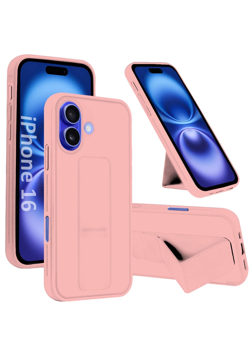 CATANES - ( for iPhone 16 ) Case Premium Silicone Case with Stand Function Shockproof and Anti Scratch Finger Grip Case Cover / Pink - Image 1