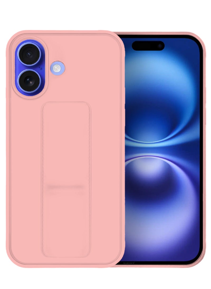 CATANES - ( for iPhone 16 ) Case Premium Silicone Case with Stand Function Shockproof and Anti Scratch Finger Grip Case Cover / Pink - Image 1