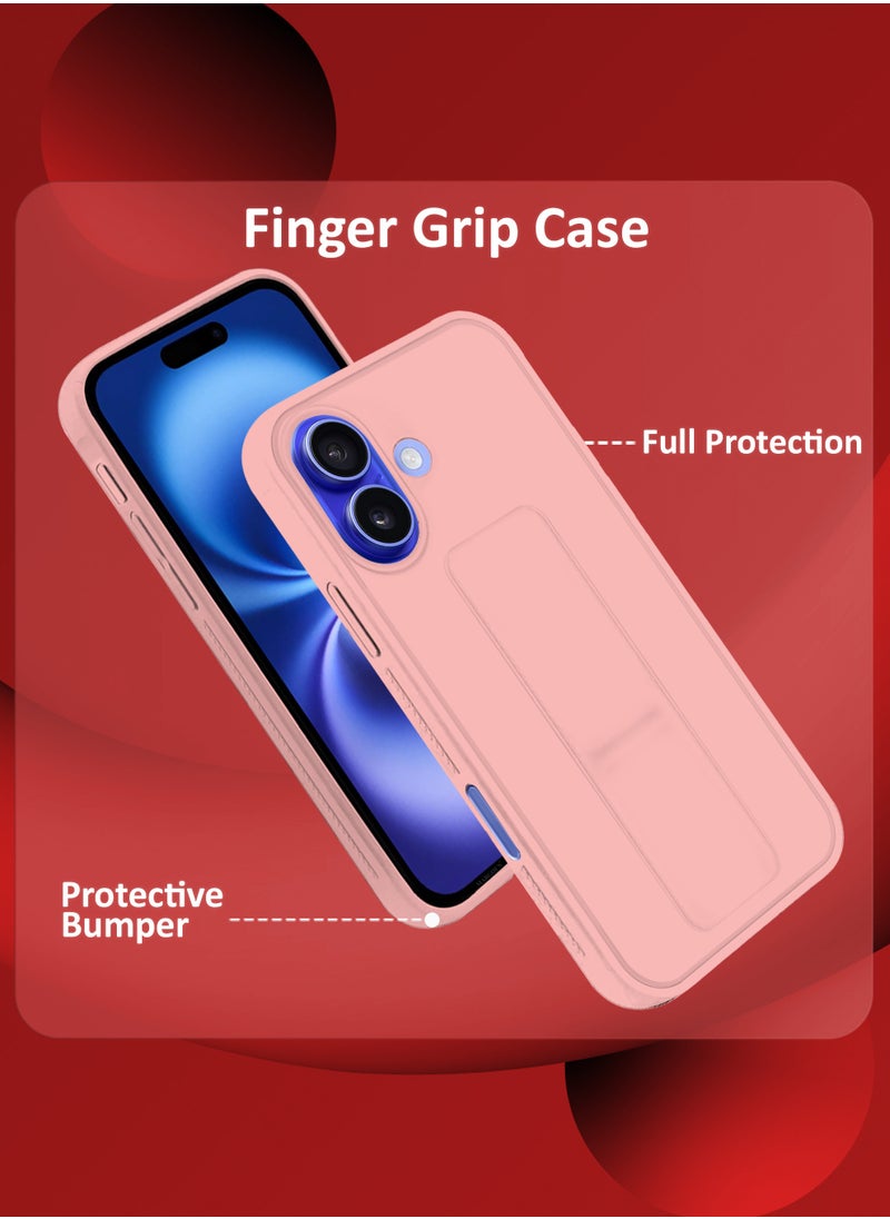 CATANES - ( for iPhone 16 ) Case Premium Silicone Case with Stand Function Shockproof and Anti Scratch Finger Grip Case Cover / Pink - Image 1