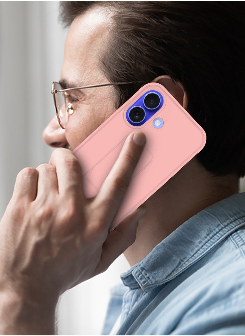 CATANES - ( for iPhone 16 ) Case Premium Silicone Case with Stand Function Shockproof and Anti Scratch Finger Grip Case Cover / Pink - Image 1