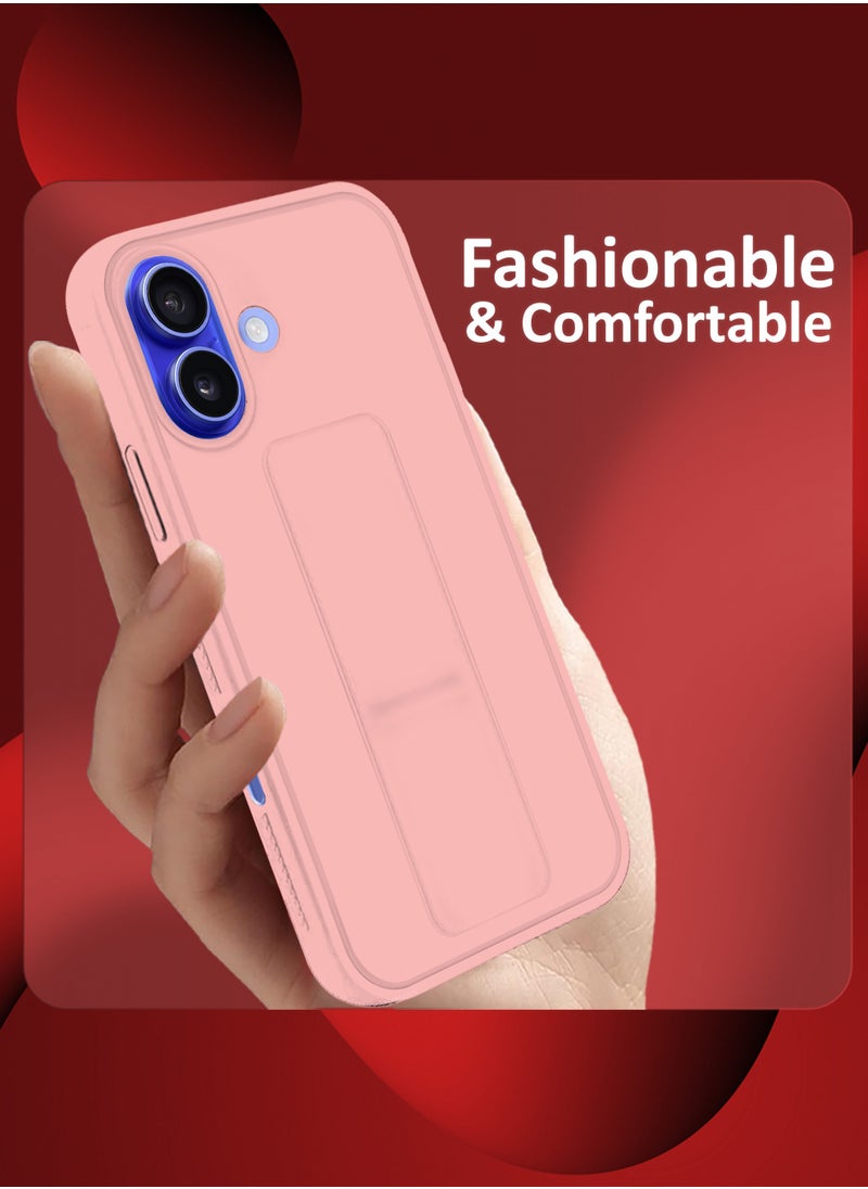 CATANES - ( for iPhone 16 ) Case Premium Silicone Case with Stand Function Shockproof and Anti Scratch Finger Grip Case Cover / Pink - Image 1