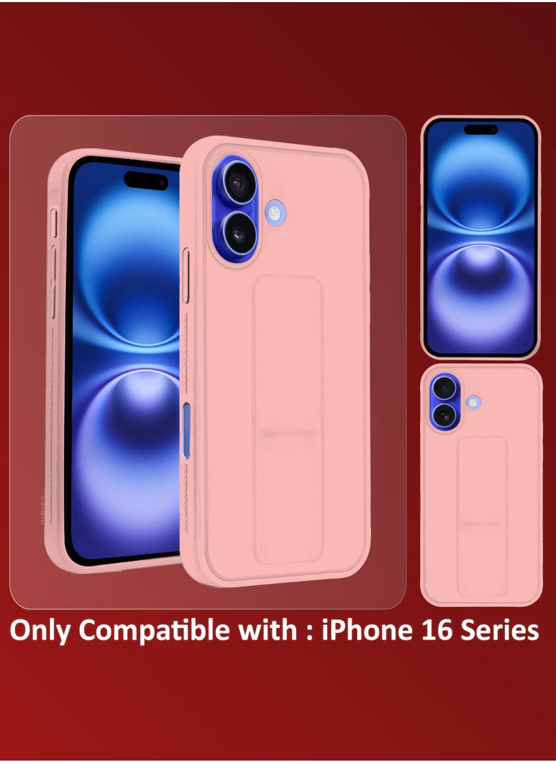 CATANES - ( for iPhone 16 ) Case Premium Silicone Case with Stand Function Shockproof and Anti Scratch Finger Grip Case Cover / Pink - Image 1