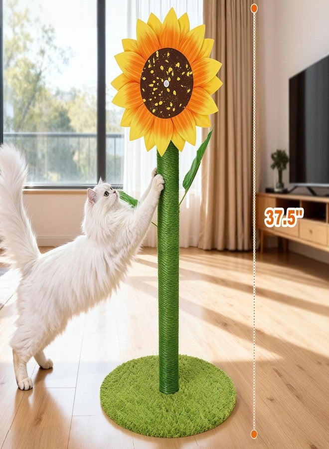 MOYMO Cat Scratching Post, Tall Cat Scratcher for Indoor Cats - Modern Sisal Scratch Post for Kittens and Adult Cats, Sunflower, M - Image 3